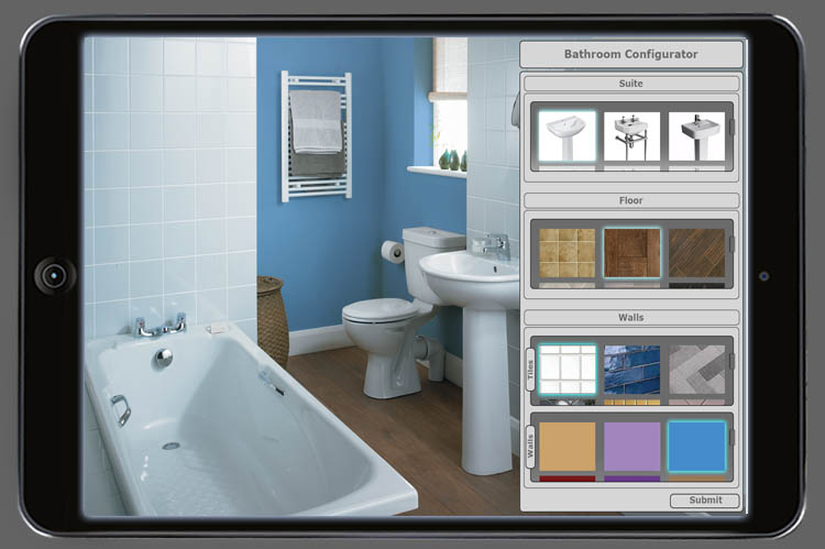 Design Drawer Studios can develop App based configurators to give your customers a choice of fittings, fixtures and color schemes