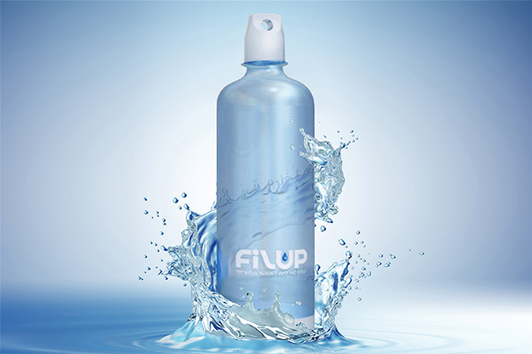 Filup Water Bottle with splashing water